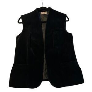 Vintage Tanjay Black Minimalist Academia Velvet Vest